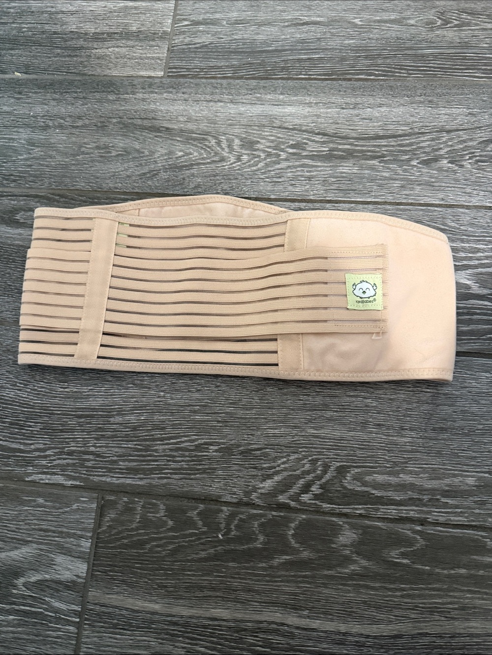 Beige Elastic Support Belt with Cute Logo